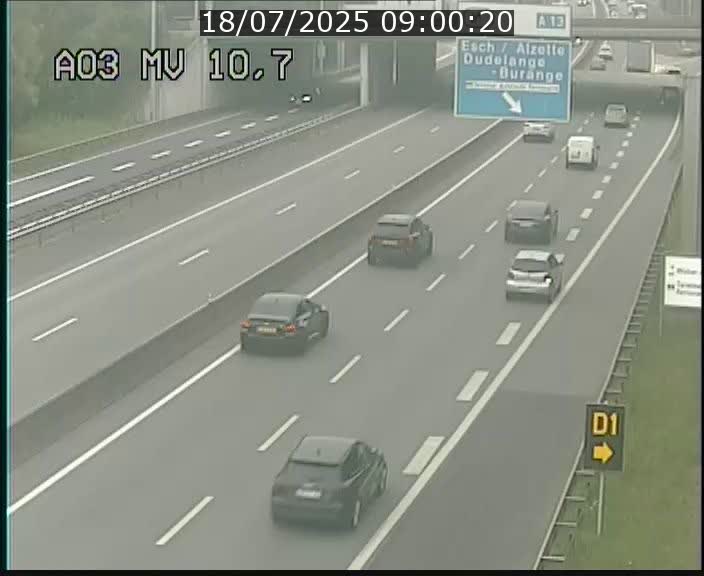 Traffic live webcam Luxembourg Croix de Bettembourg - A3 - BK 10.7 - direction France