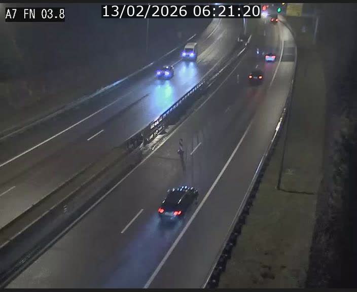 Caméra autoroute Luxembourg A7 - Passage à gibier Rëngelbour - direction Tunnel Stafelter