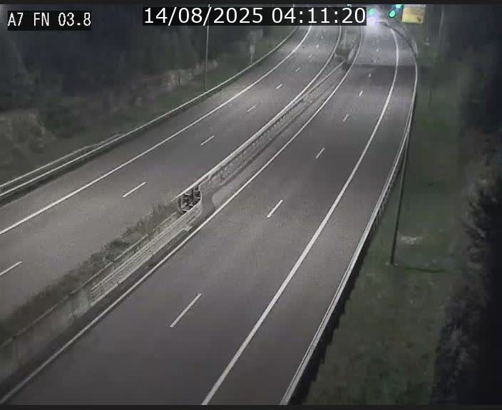 Caméra autoroute Luxembourg A7 - Passage à gibier Rëngelbour - direction Tunnel Stafelter