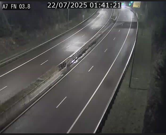 Caméra autoroute Luxembourg A7 - Passage à gibier Rëngelbour - direction Tunnel Stafelter