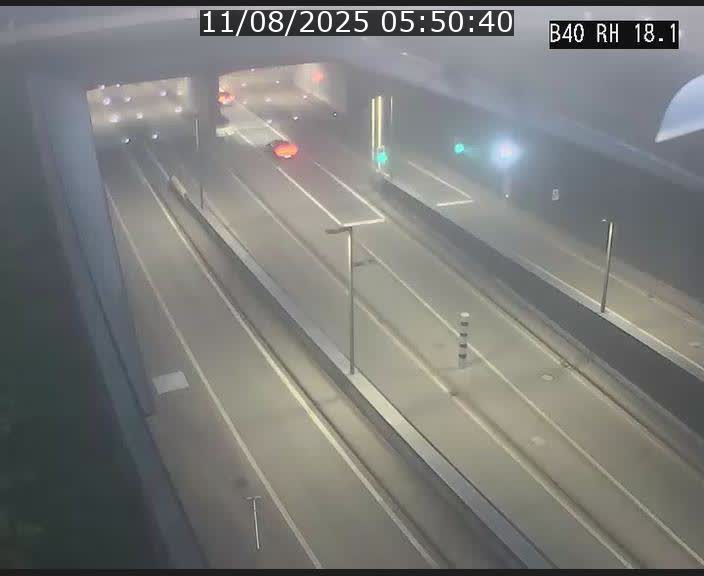 Webcam sur la route de contournement d'Esch-Belval avant le tunnel Central Gate au niveau de la porte de France et du radar fixe