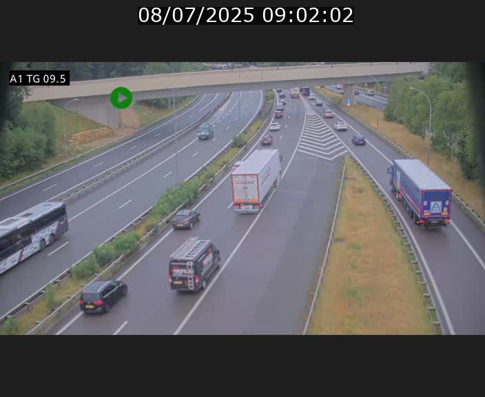 Traffic live webcam Luxembourg Jonction Grünewald - A1 direction Luxembourg-ville - BK 9.5