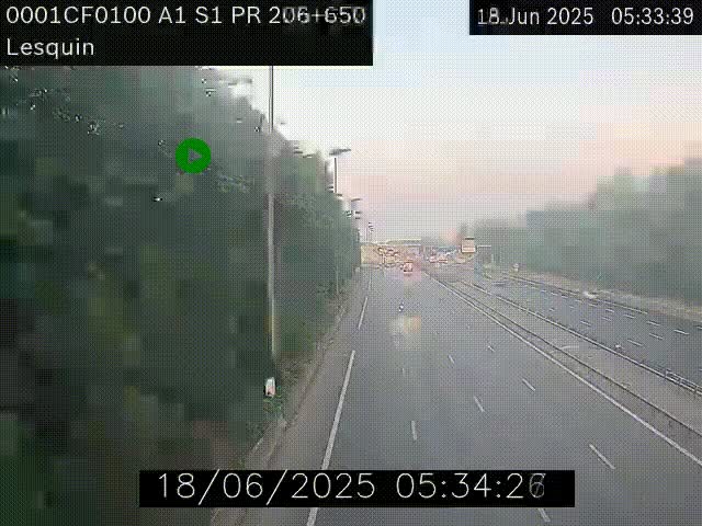 Webcam autoroute A1 à hauteur de Lesquin. Vue orientée vers Lille