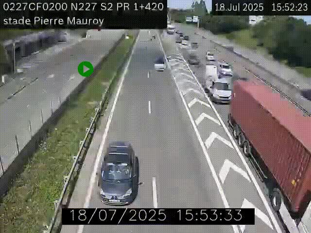Webcam à hauteur du Stade Pierre Mauroy à Villeneuve d'Ascq sur la N227. Vue orientée vers Mons-en-Baroeul