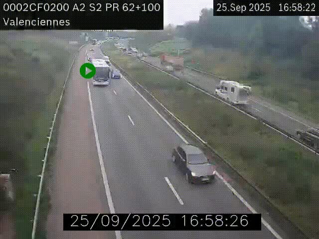 Webcam autoroute A2 à Valenciennes. Vue orientée vers Maubeuge et Mons (Belgique)