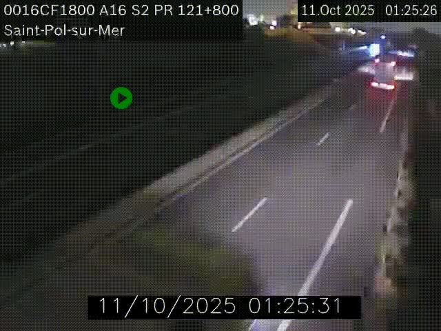 Webcam autoroute A16 à proximité de Dunkerque, à hauteur de la sortie Saint-Pol-sur-Mer. Vue orientée vers Calais