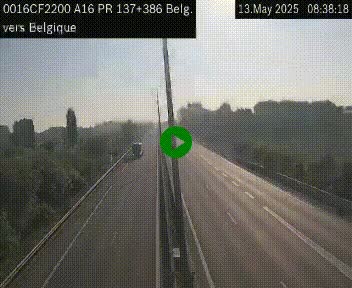 Webcam à la frontière franco-belge au niveau de Bray-Dunes/De-Panne sur l'autoroute A16. Vue orientée vers la Belgique