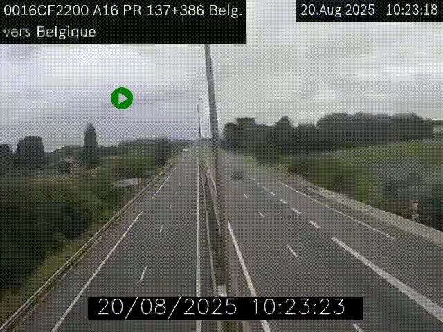 Webcam à la frontière franco-belge au niveau de Bray-Dunes/De-Panne sur l'autoroute A16. Vue orientée vers la Belgique