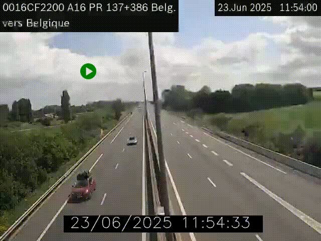 Webcam à la frontière franco-belge au niveau de Bray-Dunes/De-Panne sur l'autoroute A16. Vue orientée vers la Belgique