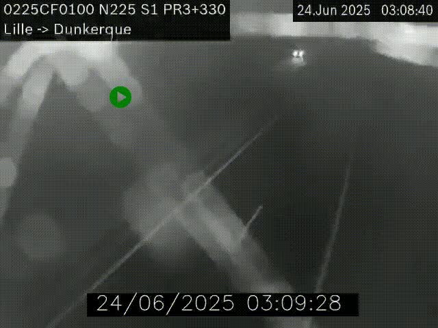 Webcam autoroute A25 (N225) à hauteur de Bergues (Bierne). Vue orientée vers Dunkerque.