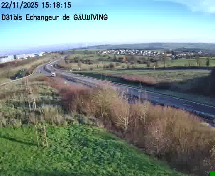 Dispositif d’observation sur D31bis (France) à Gaubiving, en direction de Sarreguemines, offrant une visualisation fiable des conditions de circulation.