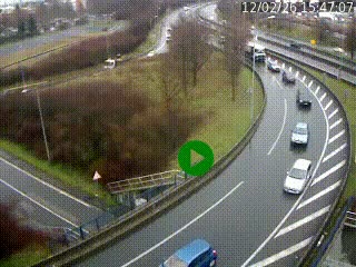 Caméra autoroute à la jonction entre l'A7 et la D301 (Boulevard urbain Sud de Lyon) à Feyzin, au sud de Lyon. Vue orientée vers Mions