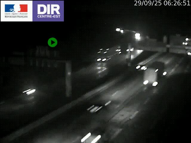 Caméra de circulation routière sur le boulevard périphérique Laurent Bonnevay de Lyon (D383) à hauteur de Bron, avant la jonction avec l'A43. Vue orientée vers l'échangeur