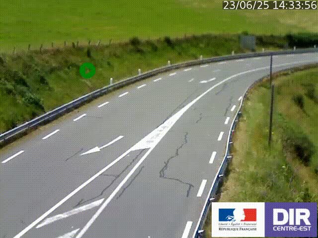 Webcam sur le col Pin Bouchain, vue orientée vers Roanne, en provenance de Lyon sur la nationale 7 (N7)