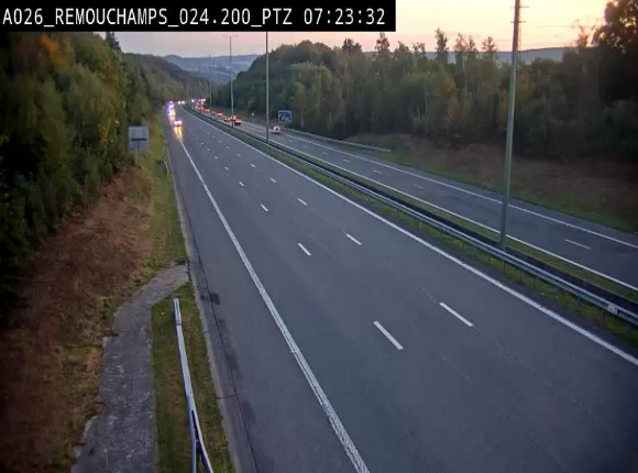 Webcam E25/A26 à Aywalle, à hauteur de Spa. Vue orientée vers Liège