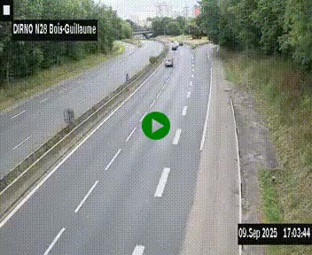 Webcam routière à hauteur de Bois-Guillaume en périphérie de Rouen. Vue orientée vers Rouen