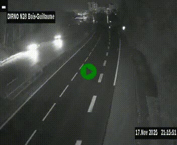 Webcam routière à hauteur de Bois-Guillaume en périphérie de Rouen. Vue orientée vers Rouen