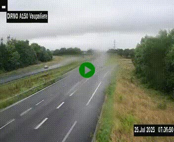 Webcam autoroute A150 à hauteur de La Vaupalière en périphérie de Rouen. Vue orientée vers Rouen