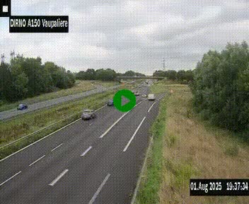 Webcam autoroute A150 à hauteur de La Vaupalière en périphérie de Rouen. Vue orientée vers Rouen