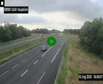 Webcam autoroute A150 à hauteur de La Vaupalière en périphérie de Rouen. Vue orientée vers Rouen