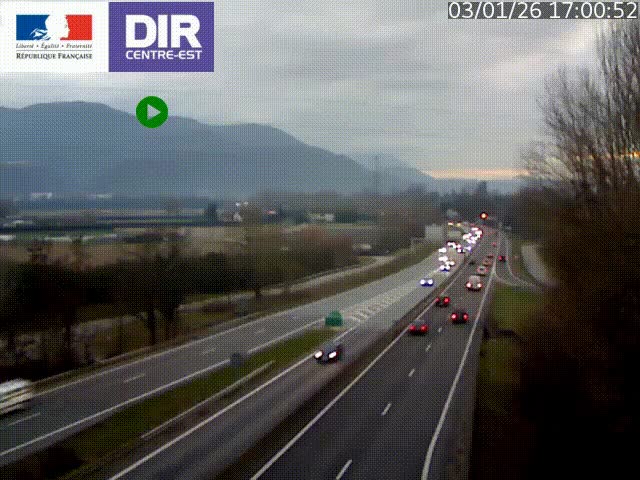 Caméra trafic à Meylan sur la Rocade-Sud de Grenoble en direction d'Aix-en-Provence