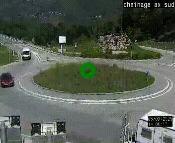 Webcam au nord d'Ax-les-Thermes au niveau de l'aire de chaînage de la N20. Vue orientée vers les Pyrénées, en direction de Pas de la Case