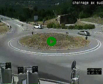 Webcam au nord d'Ax-les-Thermes au niveau de l'aire de chaînage de la N20. Vue orientée vers les Pyrénées, en direction de Pas de la Case