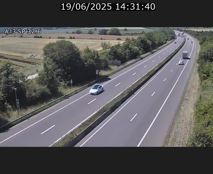 Webcam info trafic A13 à hauteur de Mondorf-les-bains. Vue orientée vers Altwies