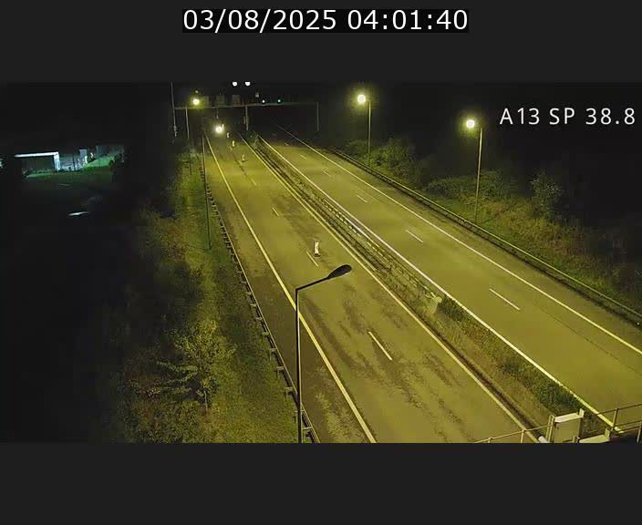 Webcam autoroute A13 à l'entrée ouest du tunnel Markusbierg à Schengen. Vue orientée vers le tunnel et l'Allemagne