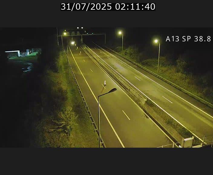 Webcam autoroute A13 à l'entrée ouest du tunnel Markusbierg à Schengen. Vue orientée vers le tunnel et l'Allemagne