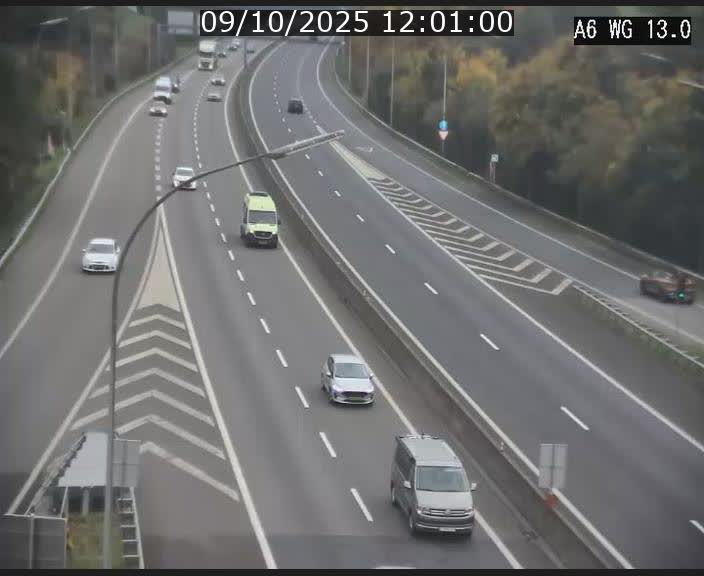 Traffic live webcam Luxembourg Mamer - A6 - BK 13 - direction Luxembourg/France/Allemagne