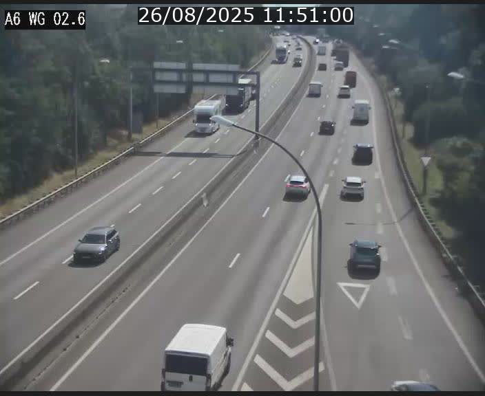 Traffic live webcam Luxembourg Croix de Cessange - A6 - BK 2.6 - direction France/Allemagne