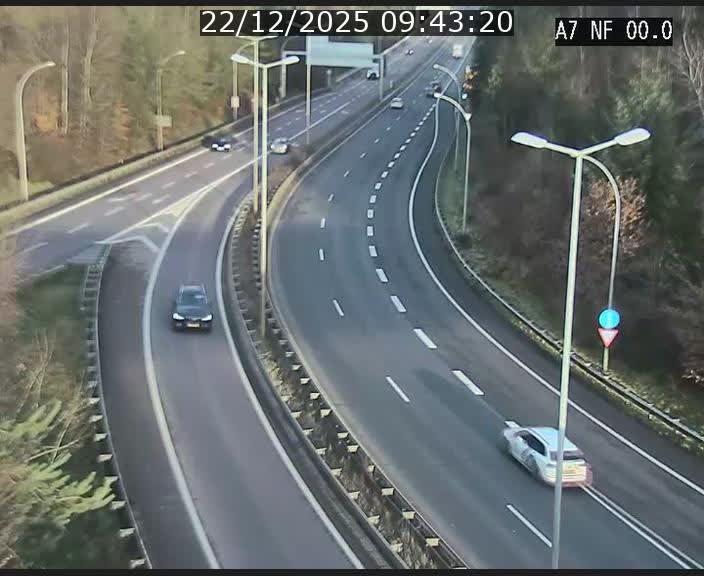 Caméra autoroute Luxembourg A7 - Echangeur A1/A7 Grünewald direction Tunnel Stafelter