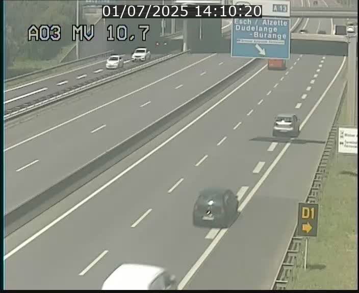 Traffic live webcam Luxembourg Croix de Bettembourg - A3 - BK 10.7 - direction France
