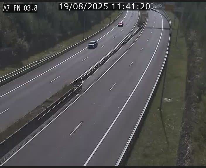 Caméra autoroute Luxembourg A7 - Passage à gibier Rëngelbour - direction Tunnel Stafelter