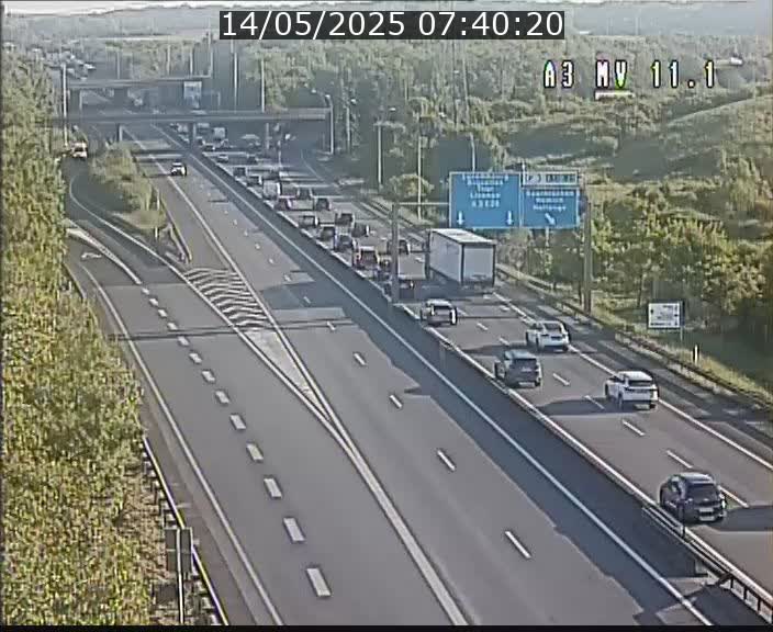 Traffic live webcam Luxembourg Croix de Bettembourg A3 - BK 11.1 - direction Luxembourg-ville