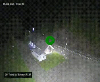 Webcam à l'entrée du tunnel du Somport, côté français, sur la N134, dans les Pyrénées, en direction de l'Espagne, à 1116 mètres d'altitude