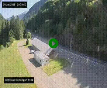 Webcam à l'entrée du tunnel du Somport, côté français, sur la N134, dans les Pyrénées, en direction de l'Espagne, à 1116 mètres d'altitude