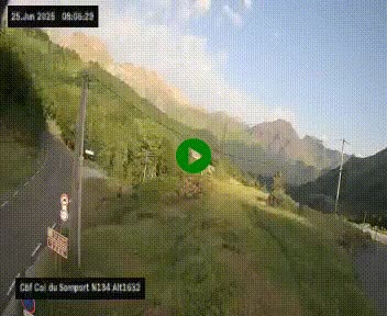 Webcam au col du Somport, côté français, sur la N134, dans les Pyrénées, en direction de l'Espagne, à 1632 mètres d'altitude