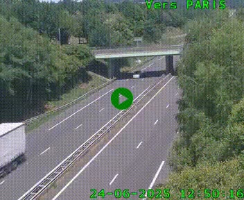 Caméra routière sur l'autoroute A20 au nord de Limoges, à la jonction avec la N520. Vue orientée vers Paris