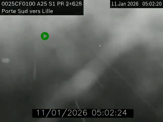 Webcam autoroute A25 sur le périphérique de Lille à hauteur de Lille-Sud et la sortie 3 Faches-Thumesnil. Vue orientée vers Lille-Centre.