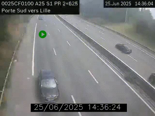 Webcam autoroute A25 sur le périphérique de Lille à hauteur de Lille-Sud et la sortie 3 Faches-Thumesnil. Vue orientée vers Lille-Centre.