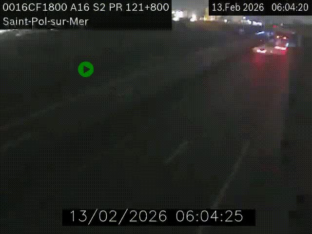 Webcam autoroute A16 à proximité de Dunkerque, à hauteur de la sortie Saint-Pol-sur-Mer. Vue orientée vers Calais