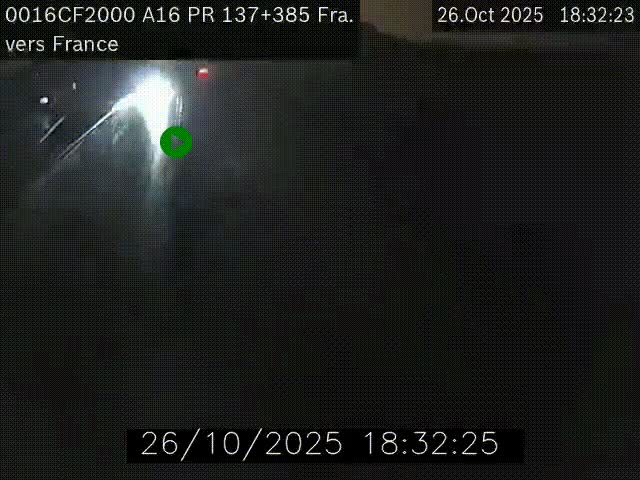 Webcam à la frontière franco-belge au niveau de Bray-Dunes/De-Panne sur l'autoroute A16. Vue orientée vers Calais