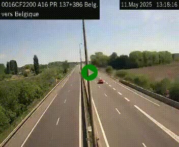 Webcam à la frontière franco-belge au niveau de Bray-Dunes/De-Panne sur l'autoroute A16. Vue orientée vers la Belgique
