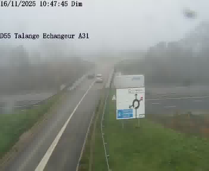 Webcam sur la D55 à Talange au niveau du pont surplombant l'A31 (sens droite-gauche vers Luxembourg). Vue orientée vers Ay-sur-Moselle.