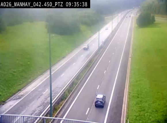 Webcam autoroute A26/E25 à hauteur de Manhay, à la jonction avec la N651 en direction de Liège - BK 42.4