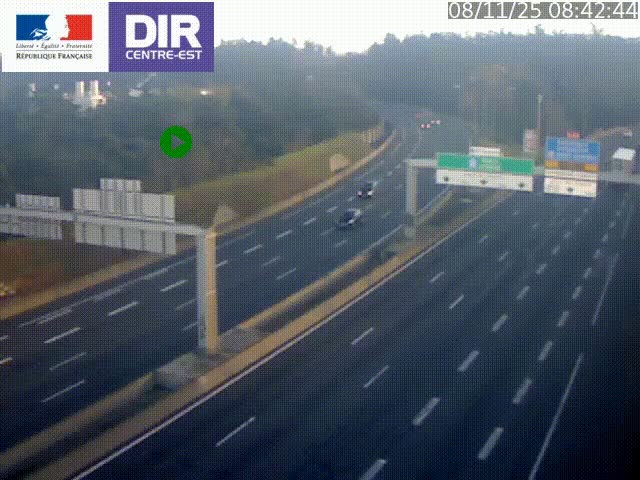Caméra de circulation routière sur le boulevard périphérique Laurent Bonnevay de Lyon (D383) à hauteur de Bron, avant la jonction avec l'A43. Vue orientée vers l'échangeur