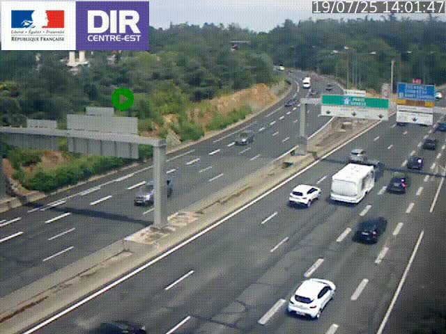 Caméra de circulation routière sur le boulevard périphérique Laurent Bonnevay de Lyon (D383) à hauteur de Bron, avant la jonction avec l'A43. Vue orientée vers l'échangeur