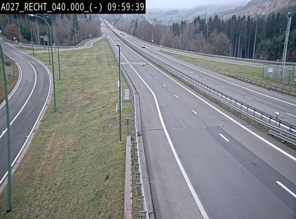 Webcam A27/E42 à hauteur de la sortie 13 Recht à proximité de Malmedy. Vue orientée vers Malmedy et Liège
